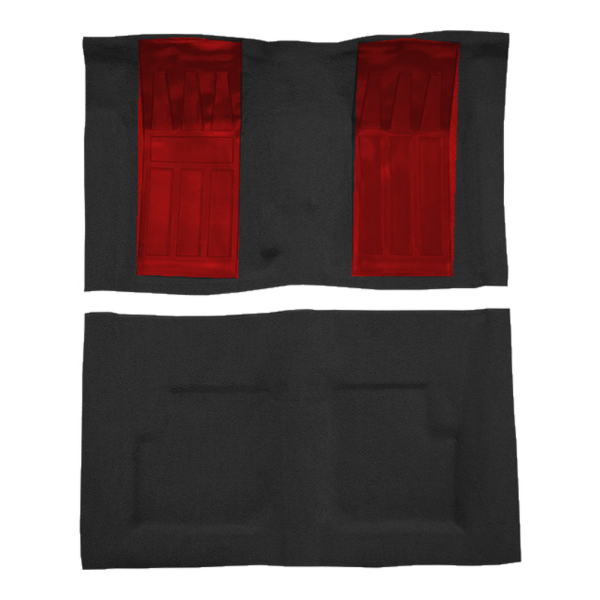 Illustration of 1970-1971 Ford Torino ACC Loop molded carpet in 01 Black with Red inserts, digitally recolored from the ACC supplier photo