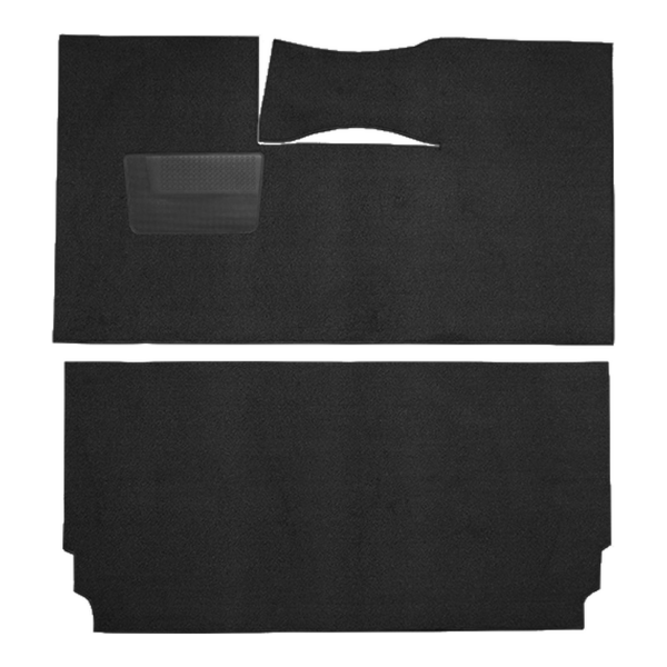 Illustration of 1957-1958 DeSoto Fireflite ACC Loop cut-and-sewn carpet in 01 Black, digitally recolored from the ACC supplier photo