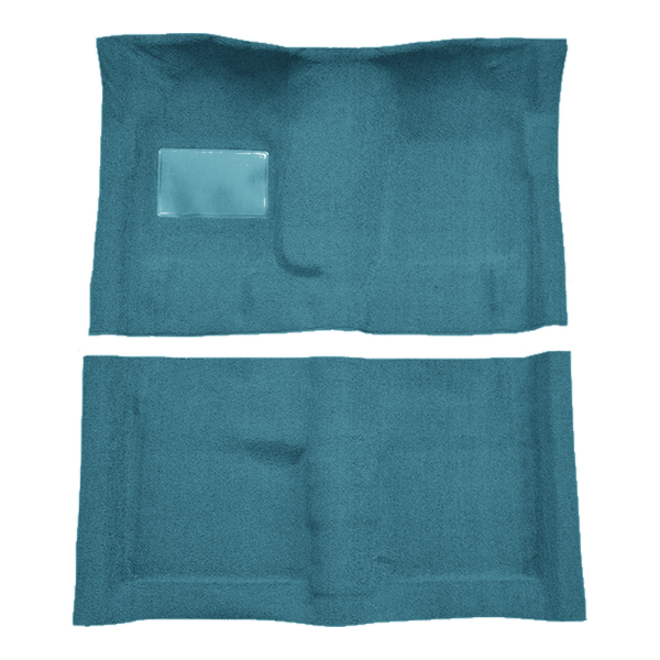 Illustration of 1968-1973 Plymouth Valiant 2DR 4spd Loop Molded Carpet - 2 Piece in 09 Medium Blue, digitally recolored from the ACC supplier photo.