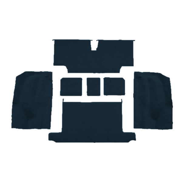Illustration of 1973-1975 Chevrolet Corvette Roadster Rear with Pad Loop Molded Carpet - 7 Piece in 07 Dark Blue, digitally recolored from the ACC supplier photo.