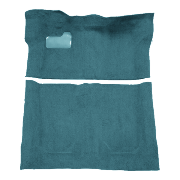 Illustration of 1976 Oldsmobile Cutlass 2DR Cutpile Molded Carpet - 2 Piece in 802 Blue, digitally recolored from the ACC supplier photo.