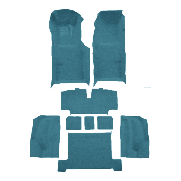 Illustration of 1970 Chevrolet Corvette Auto Complete with Pad Loop Molded Carpet - 9 Piece in 09 Medium Blue, digitally recolored from the ACC supplier photo.