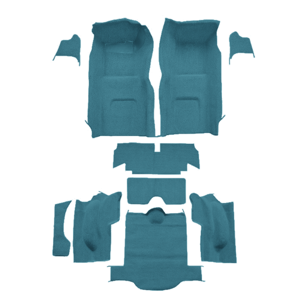 Illustration of 1965 Chevrolet Corvette Coupe Complete No Pad Loop Molded Carpet - 10 Piece in 09 Medium Blue, digitally recolored from the ACC supplier photo.
