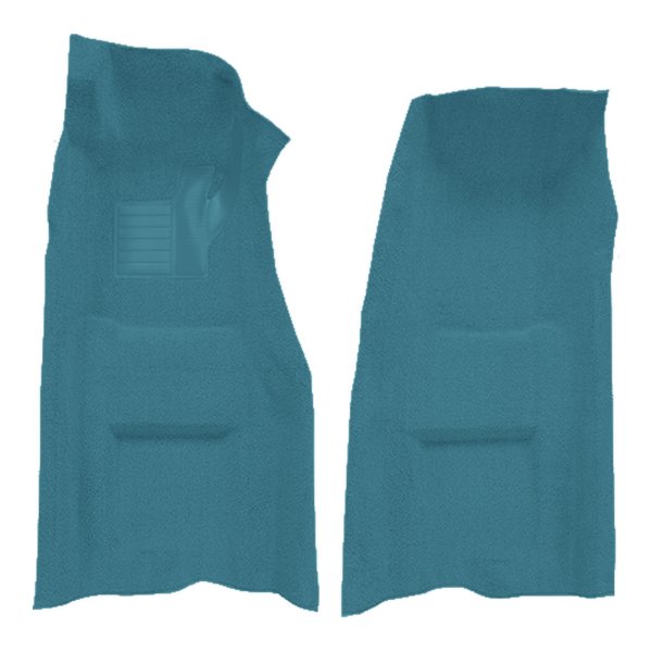 Illustration of 1969 Chevrolet Corvette Auto Front with Pad Loop Molded Carpet - 2 Piece in 09 Medium Blue, digitally recolored from the ACC supplier photo.