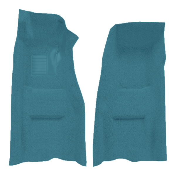 Illustration of 1969 Chevrolet Corvette 4spd Front with Pad Loop Molded Carpet - 2 Piece in 09 Medium Blue, digitally recolored from the ACC supplier photo.