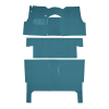 Illustration of 1956 Chevrolet Bel Air Nomad 2DR Wagon Bucket Seat Pass Area Loop Carpet - 3 Piece in 09 Medium Blue, digitally recolored from the ACC supplier photo.