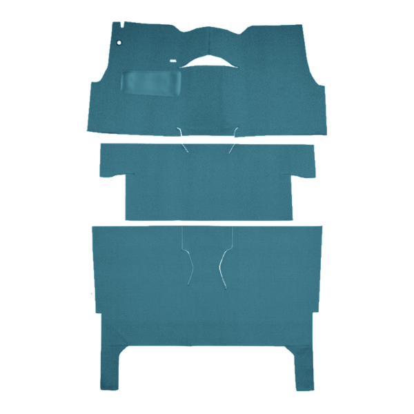 Illustration of 1956 Chevrolet Bel Air Nomad 2DR Wagon Bucket Seat Pass Area Loop Carpet - 3 Piece in 09 Medium Blue, digitally recolored from the ACC supplier photo.