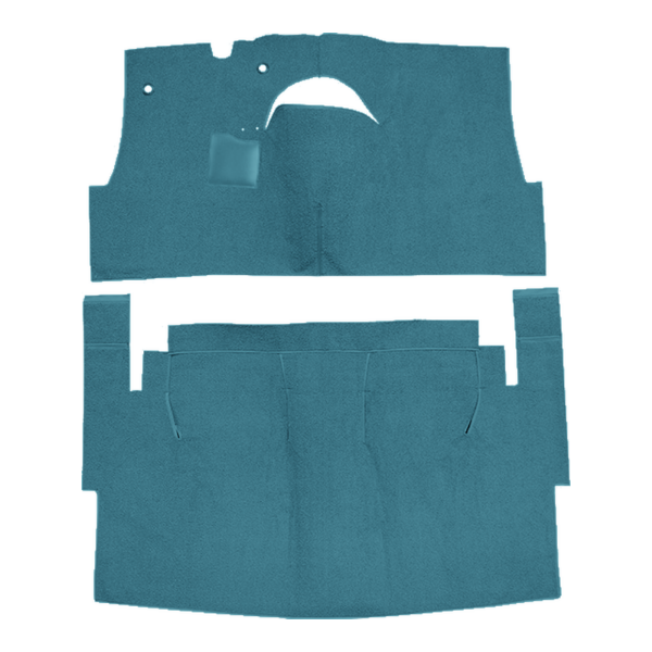 Illustration of 1957 Oldsmobile Super 88 2DR Sedan Loop Carpet - 2 Piece in 09 Medium Blue, digitally recolored from the ACC supplier photo.