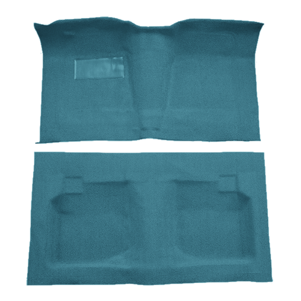 Illustration of 1959-1960 Chevrolet Biscayne 2DR Full Loop Molded Carpet - 2 Piece in 09 Medium Blue, digitally recolored from the ACC supplier photo.