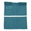 Illustration of 1965-1967 Chevrolet Chevy II Nova 2DR Auto Bucket Seat with Console Factory floor shift Loop Molded Carpet - 2 Piece in 09 Medium Blue, digitally recolored from the ACC supplier photo.