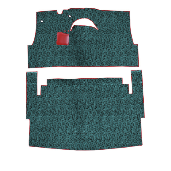Illustration of 1957 Oldsmobile Super 88 ACC Tuxedo cut-and-sewn carpet in B-2 Turquoise - actual product may vary