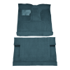 Illustration of 1974-1979 Ford F-350 Crew Cab 2WD Auto C-6 Trans Column Shift Cutpile Molded Carpet - 2 Piece in 7766 Blue, digitally recolored from the ACC supplier photo.