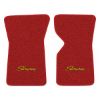 1969 Chevrolet Corvette floor mats with the Stingray logo in Loop 02 Red carpet, illustration