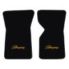 1969 Chevrolet Corvette floor mats with the Stingray logo in Essex 1001A Black carpet, illustration