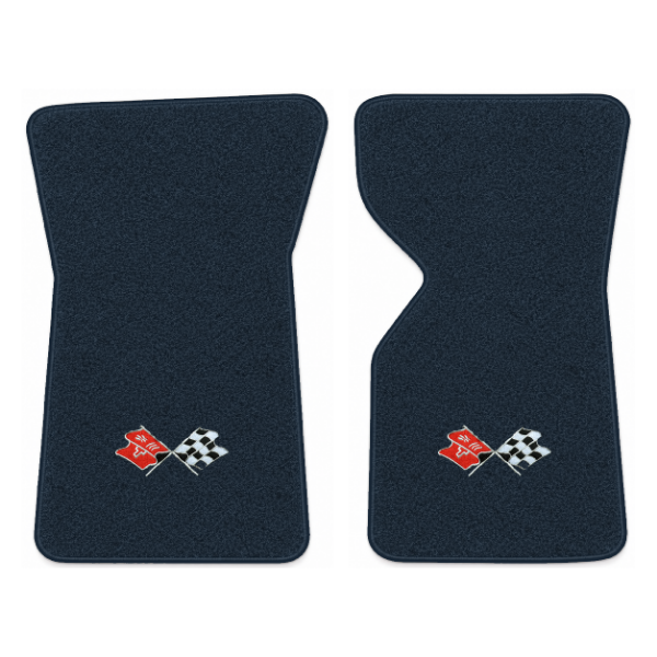 Picture of 1977 Chevrolet Corvette C3 Floor Mats, Cutpile Carpet with Embroidered 1968-72 Corvette Cross Flags Logo - 2 Piece