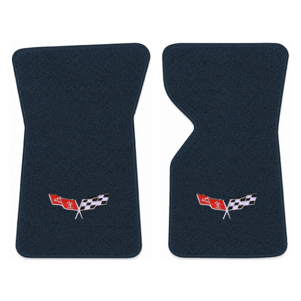 Picture of 1977 Chevrolet Corvette C3 Floor Mats, Cutpile Carpet with Embroidered 77-79 Corvette Flags Logo - 2 Piece