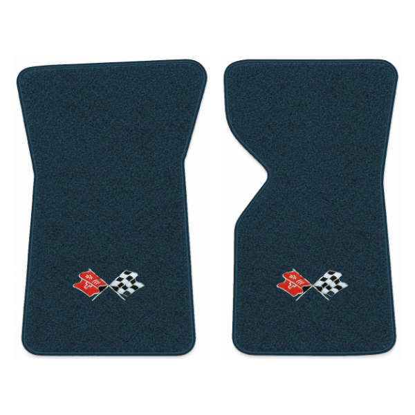 Picture of 1978 Chevrolet Corvette C3 Floor Mats, Cutpile Carpet with Embroidered 1968-72 Corvette Cross Flags Logo - 2 Piece