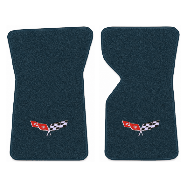 Picture of 1978 Chevrolet Corvette C3 Floor Mats, Cutpile Carpet with Embroidered 77-79 Corvette Flags Logo - 2 Piece
