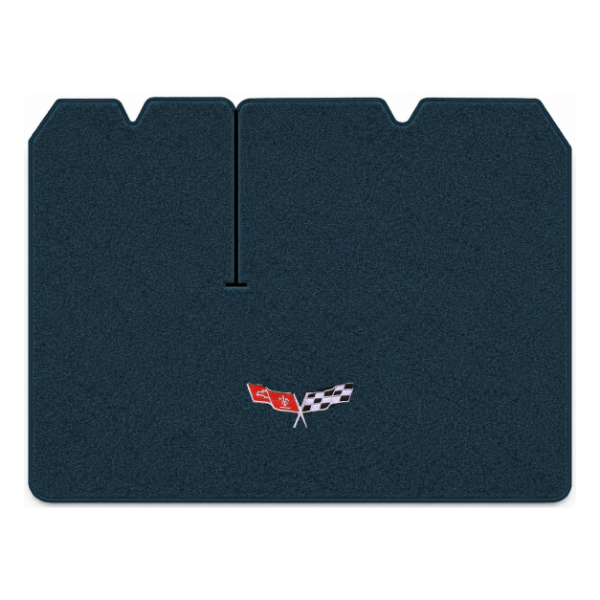 Picture of 1979 Chevrolet Corvette C3 Cargo Mat for 2 Compartment Doors, Cutpile Carpet with Embroidered 77-79 Corvette Flags Logo - 1 Piece
