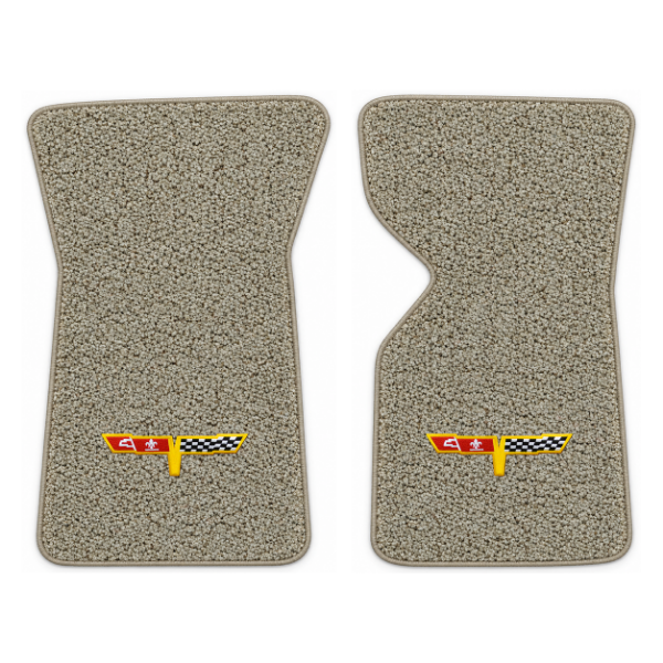 Picture of 1982 Chevrolet Corvette C3 Collector's Edition Floor Mats, 82 Vet Cutpile Carpet with Embroidered Corvette Flags Logo - 2 Piece