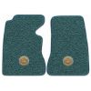 1960 Chevrolet Corvette floor mats with the Corvette Circle logo in Tuxedo B-2 Turquoise carpet, illustration
