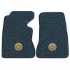 1960 Chevrolet Corvette floor mats with the Corvette Circle logo in Tuxedo D-4 Blue carpet, illustration