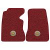 1962 Chevrolet Corvette floor mats with the Corvette Circle logo in Tuxedo C-3 Red carpet, illustration