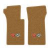 1963 Chevrolet Corvette floor mats with the 1968-72 Corvette Cross Flags logo in Loop 11 Medium Saddle carpet, illustration