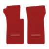 1963 Chevrolet Corvette floor mats with the Die-Electric 1976-82 Corvette logo in Loop 02 Red carpet, illustration