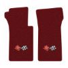 1964 Chevrolet Corvette floor mats with the 1968-72 Corvette Cross Flags logo in Loop 13 Maroon carpet, illustration