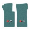 1964 Chevrolet Corvette floor mats with the 1968-72 Corvette Cross Flags logo in Loop 15 Teal carpet, illustration