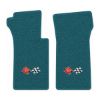 1964 Chevrolet Corvette floor mats with the 1968-72 Corvette Cross Flags logo in Loop 17 Bright Blue carpet, illustration