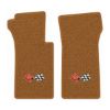 1964 Chevrolet Corvette floor mats with the 1968-72 Corvette Cross Flags logo in Loop 31 Saddle carpet, illustration