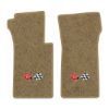 1964 Chevrolet Corvette floor mats with the 1968-72 Corvette Cross Flags logo in Essex 1004A Cream carpet, illustration