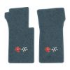 1964 Chevrolet Corvette floor mats with the 1968-72 Corvette Cross Flags logo in Essex 1017A Lapis Blue carpet, illustration