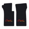 1965 Chevrolet Corvette floor mats with the Corvette Stingray logo in Loop 29 Midnight Blue carpet, illustration