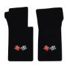 1966 Chevrolet Corvette floor mats with the 1968-72 Corvette Cross Flags logo in Essex 1001A Black carpet, illustration