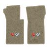 1966 Chevrolet Corvette floor mats with the 1968-72 Corvette Cross Flags logo in Essex 1035A Beige carpet, illustration