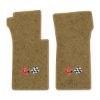1966 Chevrolet Corvette floor mats with the 1968-72 Corvette Cross Flags logo in Essex 1054A Caramel carpet, illustration