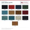 ACC Loop carpet color chart for this listing - Proudly Made in the USA