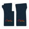 1967 Chevrolet Corvette floor mats with the Corvette Stingray logo in Loop 07 Dark Blue carpet, illustration