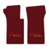 1967 Chevrolet Corvette floor mats with the Corvette Stingray logo in Loop 13 Maroon carpet, illustration