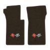 1967 Chevrolet Corvette floor mats with the 1968-72 Corvette Cross Flags logo in Essex 1060A Brown carpet, illustration