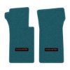 1967 Chevrolet Corvette floor mats with the Corvette logo in Loop 17 Bright Blue carpet, illustration