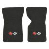 1968 Chevrolet Corvette floor mats with the 1968-72 Corvette Cross Flags logo in Essex 1079A Dk Slate carpet, illustration