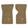 1968 Chevrolet Corvette floor mats with the 1968-72 Corvette Cross Flags logo in Essex 1004A Cream carpet, illustration