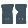1968 Chevrolet Corvette floor mats with the 1968-72 Corvette Cross Flags logo in Essex 1017A Lapis Blue carpet, illustration