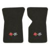 1968 Chevrolet Corvette floor mats with the 1968-72 Corvette Cross Flags logo in Essex 1097A Charcoal carpet, illustration