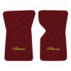 1969 Chevrolet Corvette floor mats with the Stingray logo in Loop 13 Maroon carpet, illustration