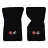 1969 Chevrolet Corvette floor mats with the 1968-72 Corvette Cross Flags logo in Essex 1001A Black carpet, illustration